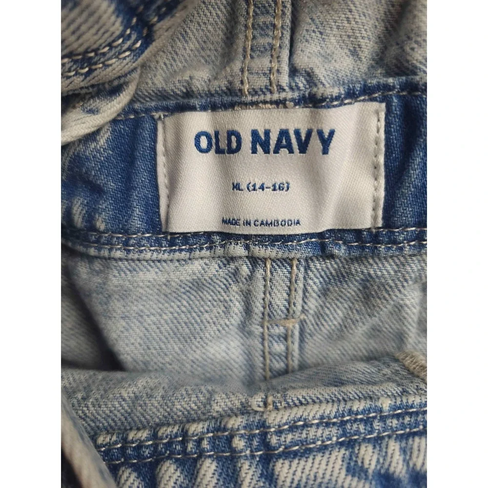 Old Navy Denim Overall Dress Girls Size XL Blue Acid Wash Casual Sleeveless